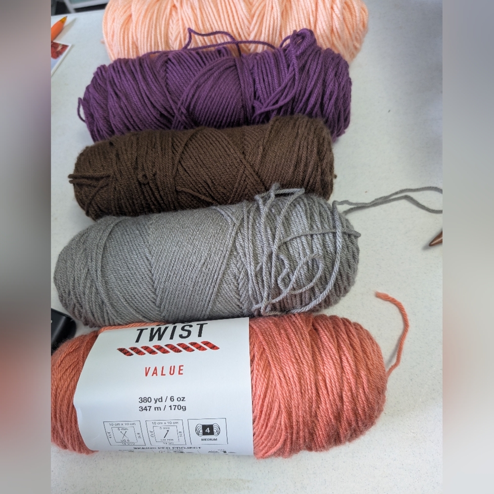 Big Twist, I Love This Yarn - Peach, Purple, Brown, Gray, Coral,Blue-bundle